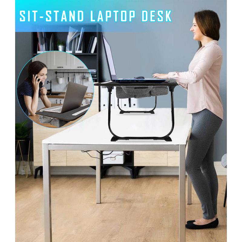 2 In 1 Ergonomic Adjustable Wooden Laptop Bed Desk Portable Foldable For Work And Meals